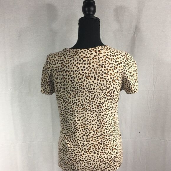 J Crew Small cheetah print tee short sleeve machine wash easy care 100% … - Picture 2 of 8